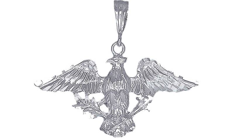 sterling Silber Weißkopfseeadler Charmehalskette 1, 7 Zoll 4, 7 Gramm Mit Schnitt Diamant-Finish Und 24-Zoll-Figaro-Kette von EJewelryPlus