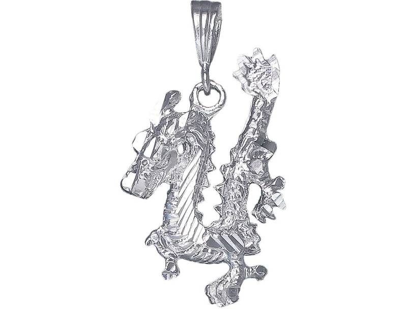 sterling Silver Dragon Charmehalskette 1, 6 Zoll 5, 7 Gramm Mit Schnitt Diamant-Finish Und 24-Zoll-Figaro-Kette von EJewelryPlus