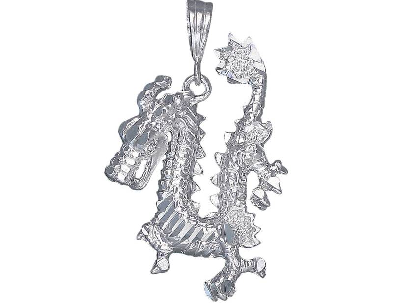 sterling Silver Dragon Charmehalskette 1, 7 Zoll 6, 5 Gramm Mit Schnitt Diamant-Finish Und 24-Zoll-Figaro-Kette sterling Silver Dragon Charmehalskette 1, 7 Zoll 6, 5 Gramm Mit Schnitt Diamant-Finish Und 24-Zoll-Figaro-Kette von EJewelryPlus