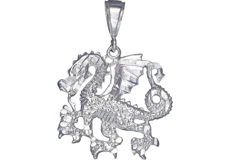 sterling Silver Dragon Charmehalskette 1, 75 Zoll 5, 7 Gramm Mit Schnitt Diamant-Finish Und 24-Zoll-Figaro-Kette von EJewelryPlus