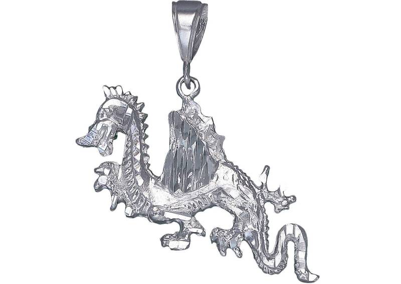 sterling Silver Dragon Charmehalskette 1, 9 Zoll 7 Gramm Mit Schnitt Diamant-Finish Und 24-Zoll-Figaro-Kette sterling Silver Dragon Charmehalskette 1, 9 Zoll 7 Gramm Mit Schnitt Diamant-Finish Und 24-Zoll-Figaro-Kette von EJewelryPlus