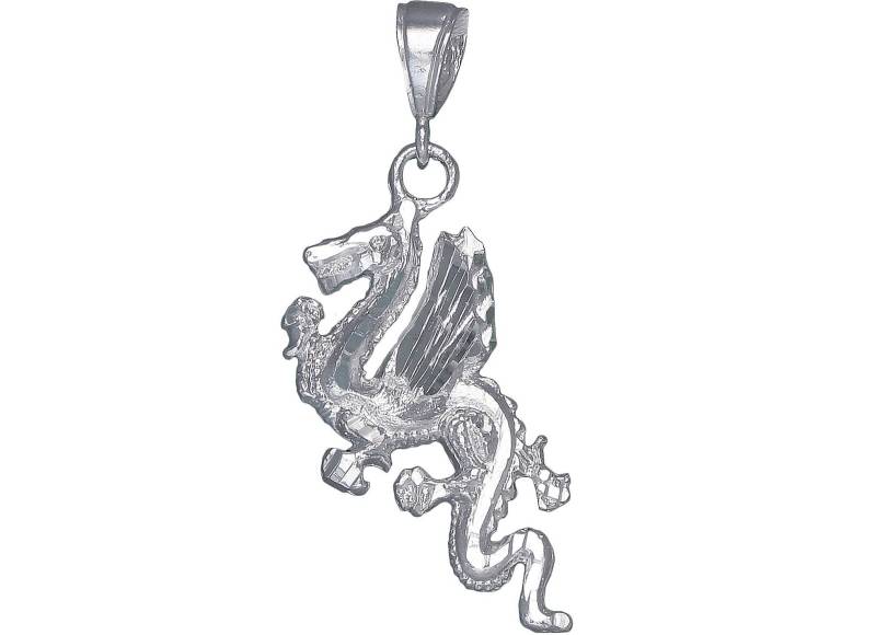 sterling Silver Dragon Charmehalskette 2, 2 Zoll 6, 6 Gramm Mit Schnitt Diamant-Finish Und 24-Zoll-Figaro-Kette sterling Silver Dragon Charmehalskette 2, 2 Zoll 6, 6 Gramm Mit Schnitt Diamant-Finish Und 24-Zoll-Figaro-Kette von EJewelryPlus
