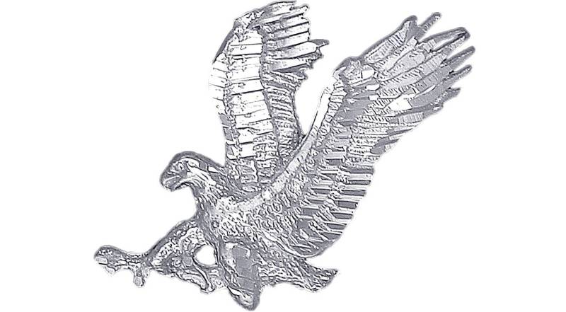 sterling Silver Eagle Charmehalskette 1, 6 Zoll 6, 6 Gramm Mit Schnitt Diamant-Finish Und 24-Zoll-Figaro-Kette von EJewelryPlus