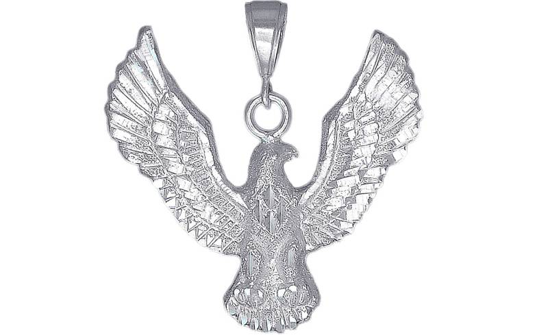 sterling Silver Eagle Charmehalskette 1, 7 Zoll 10 Gramm Mit Schnitt Diamant-Finish Und 24-Zoll-Figaro-Kette von EJewelryPlus
