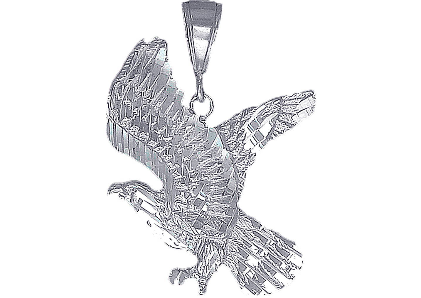 sterling Silver Eagle Charmehalskette 1, 7 Zoll 5, 5 Gramm Mit Schnitt Diamant-Finish Und 24-Zoll-Figaro-Kette von EJewelryPlus