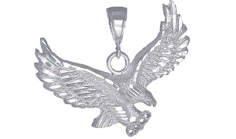 sterling Silver Eagle Charmehalskette 1, 7 Zoll 8, 2 Gramm Mit Schnitt Diamant-Finish Und 24-Zoll-Figaro-Kette von EJewelryPlus