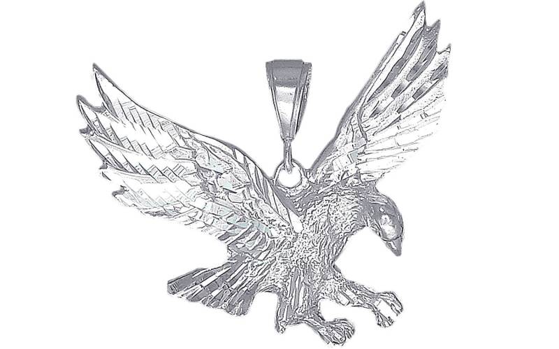 sterling Silver Eagle Charmehalskette 1, 9 Zoll 9, 2 Gramm Mit Schnitt Diamant-Finish Und 24-Zoll-Figaro-Kette von EJewelryPlus