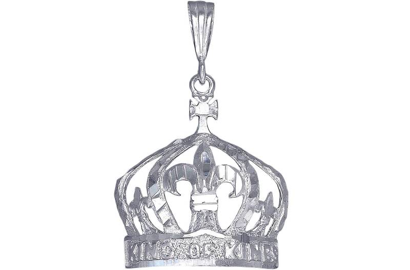 sterlingsilber Fleur De Lis König Der Könige Krone Charm Anhänger Halskette 1, 6 Zoll 5 Gramm Mit Diamond Cut Finish Und 24-Zoll-Kette von EJewelryPlus