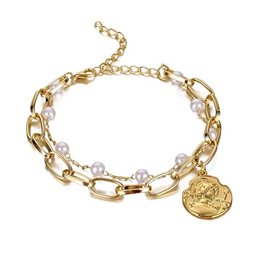 EKFBQBGW Raumdekoration Fußkettchen Schmetterling Fußkettchen for Frauen Gold Mehrschichtiges Kristall Knöchelarmband Fußkette Beinarmband Strandzubehör Schmuck (Color : Gold, Size : 141ENS0662 01) von EKFBQBGW