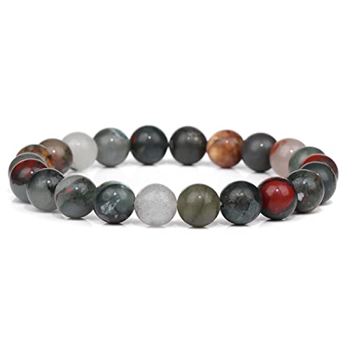 EKFBQBGW Raumdekoration Grünes Achat-Malachit-Armband, 8 mm, Kristallquarz, Steinarmbänder for Damen und Herren, Yoga-Schmuck, 22, Glas, 17 cm (Color : 15.africa Bloodstone, Size : 17cm) von EKFBQBGW