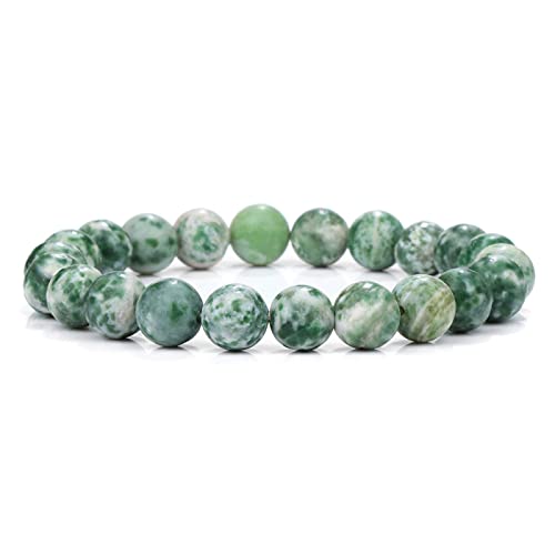 EKFBQBGW Raumdekoration Grünes Achat-Malachit-Armband, 8 mm, Kristallquarz, Steinarmbänder for Damen und Herren, Yoga-Schmuck, 22, Glas, 17 cm (Color : 17.green Dot Stone, Size : 23 cm) von EKFBQBGW