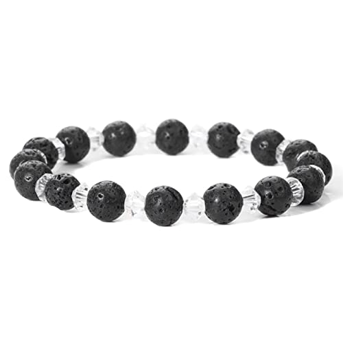 Raumdekoration Armband for Damen und Herren, Paar, weißer Kristall, 8 mm Perlen, elastisches Seil, Armband, Romantik, Freundschaft, Schmuck, Geschenk, 5.Rot, 21 cm ( Color : 27.volcanic Stone , Size : von EKFBQBGW