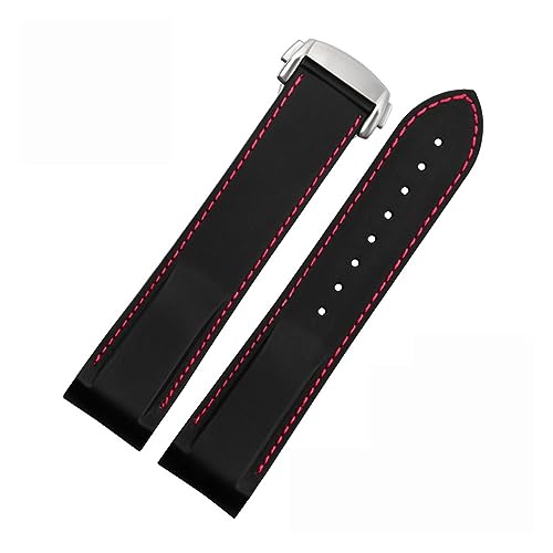 EKINS 20mm 22mm Gummi Silikon Uhrenarmbänder Für Omega Seamaster 300 speedmaster Strap Seiko Armband herren uhr Zubehör(Black red silver,20mm) von EKINS