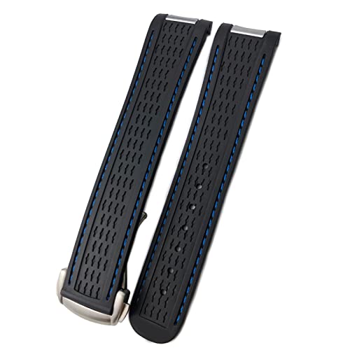 EKINS 20mm Gummi Silikon -Uhrengurt für Omega Seamaster 300 geeignet AT150 Aqua Terra Ultra Light 8900 Stahlschnalle Wachband Armbänder(Blue 2 Round) von EKINS