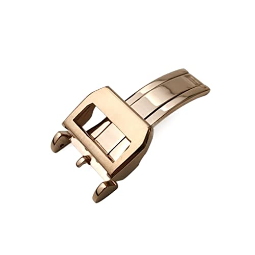 EKINS 316L-Edelstahl-Schnalle für IWC Pilot Mark Portugieser Roségold-Gummi-Lederarmband mit Faltschließe(Rose Gold) von EKINS