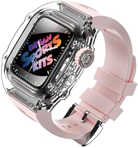 EKINS 44 mm 45 mm, luxuriöses, transparentes Kristall-Gehäuse, Gummi-Uhrenarmband, DIY-Modifikationsset, für Apple Watch 8, 7, 6, 5, 4, SE-Serie, Ersatzzubehör, 44mm, Achat von EKINS