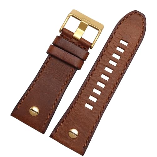 EKINS Armband 28mm Echtes Lederarmband Uhrenarmband Armbanduhren Band für DZ7193 DZ7214 DZ7311 DZ7312 DZ7313 Uhrenarmband(Brown gold,26mm) von EKINS