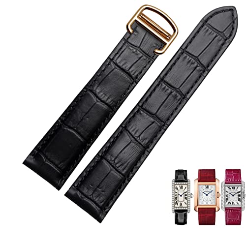 EKINS Armband Echtes Leder Uhrenarmband 1617/18/20/22/23/24/25mm Armband für Männer/Frau Ersetzen Uhrenarmbänder Für Cartier Tank Solo(Black gold,24mm) von EKINS