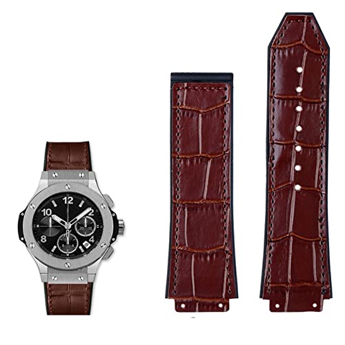 EKINS Echtes Leder Uhrenarmband für Hublot Big Bang Serie Rindslederarmband Herren Armband mit Werkzeug Zubehör Schwarz Braun 26 * 19mm(Brown- NO bucke) von EKINS