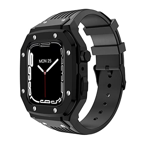EKINS Ersatz-Armband für Apple Watch, Metallrahmen, Serie 8, 45 mm, 44 mm, 42 mm, für Apple Watch, Silikon-Uhrenarmband + Edelstahl-Uhrengehäuse, 42mm, Achat von EKINS