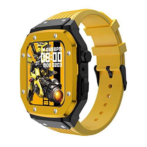 EKINS Ersatz-Armband für Apple Watch, Metallrahmen, Serie 8, 45 mm, 44 mm, 42 mm, für Apple Watch, Silikon-Uhrenarmband + Edelstahl-Uhrengehäuse, 44mm, Achat von EKINS
