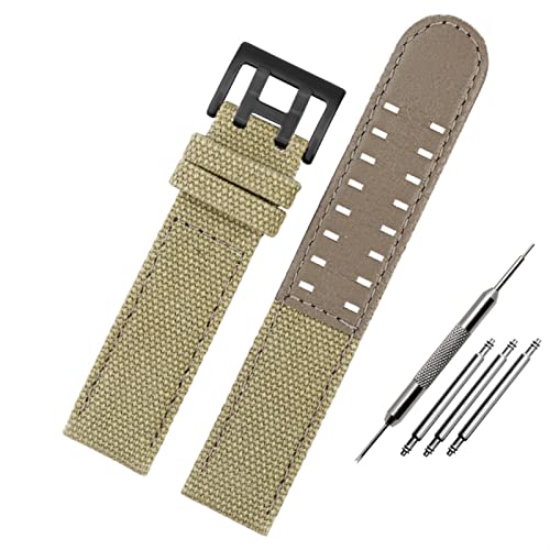 EKINS Für Hamilton Khaki Field Uhr H760250/H77616533/H70605963 H68201993 Uhrengurt echtes Leder Nylon Männer Watch Band 20mm 22mm(Khaki black clasp,20mm) von EKINS