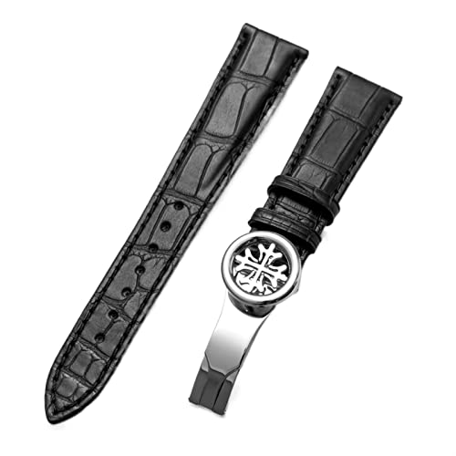 EKINS Für Patek Philippe Uhrenarmband 5146 5396. Echtes Alligatorlederarmband(Black,22mm) von EKINS