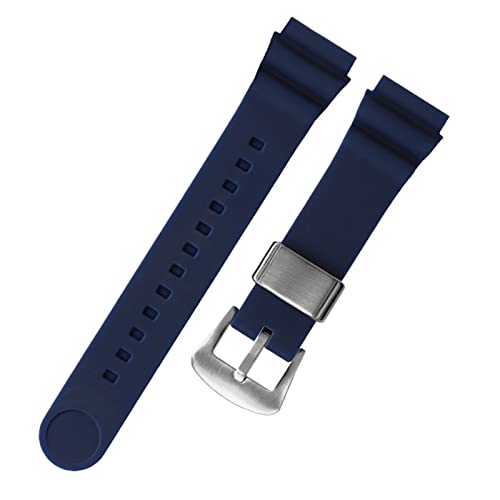 EKINS Für Seiko 5 Nr. Solar Watchband Männer Silikon Gummi -Gummi 22mm Sporttauch SNE537 SRPA83J1 Trageschlaufe(Blue silver buckle) von EKINS