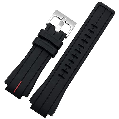 EKINS Für Zeitx WATKT2N720 T2N721 TW2T76300 Gummi -Uhrband 24 * 16 mm wasserdichtes Silikon -Sportgurt mit Schrauben(Black red sivler) von EKINS