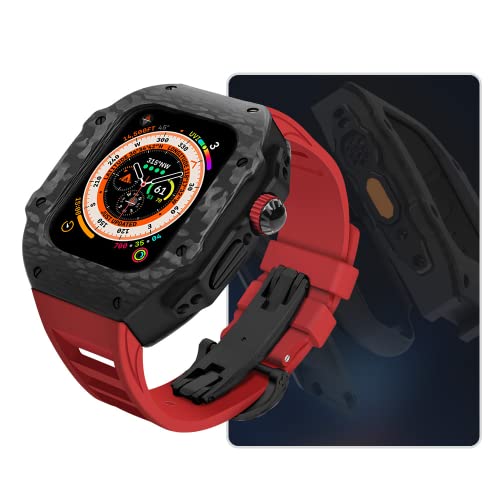 EKINS Geeignet für Apple Ultra 8 49 mm Kohlefaser-Modifikationsset, Uhrengehäuse, Fluorelastomer-Armband, für iWatch S8/7/6, 45, 44 mm Serie, Ersatz-Uhrenarmband, 45 mm, Achat von EKINS