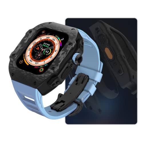 EKINS Geeignet für Apple Ultra 8 49 mm Kohlefaser-Modifikationsset, Uhrengehäuse, Fluorelastomer-Armband, für iWatch S8/7/6, 45, 44 mm Serie, Ersatz-Uhrenarmband, 45 mm, Achat von EKINS