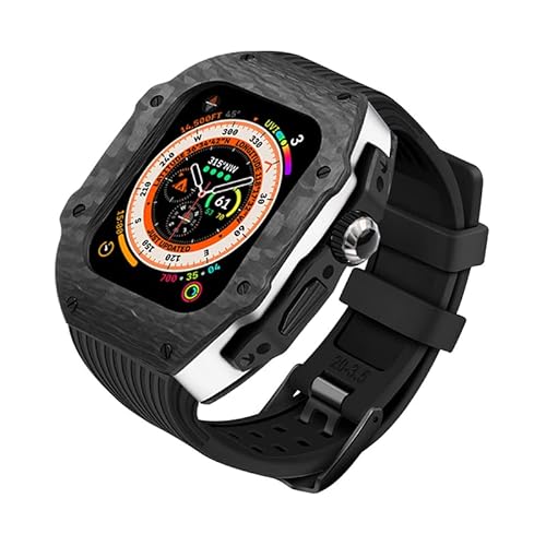 EKINS Geeignet für Apple Ultra 8 49 mm Kohlefaser-Modifikationsset, Uhrengehäuse, Fluorelastomer-Armband, für iWatch S8/7/6, 45, 44 mm Serie, Ersatz-Uhrenarmband, 49 mm, Achat von EKINS