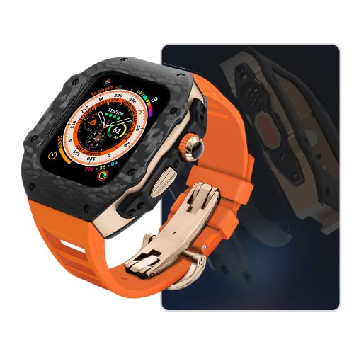 EKINS Geeignet für Apple Ultra 8 49 mm Kohlefaser-Modifikationsset, Uhrengehäuse, Fluorelastomer-Armband, für iWatch S8/7/6, 45, 44 mm Serie, Ersatz-Uhrenarmband, 49 mm, Achat von EKINS