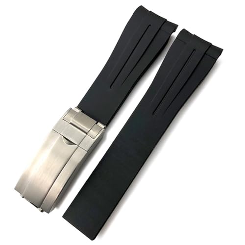 EKINS Gummi-Silikon-Armband 20 mm 21 mm für Rolex Submariner GMT Daytona Explorer grünes Uhrenarmband(Black black) von EKINS