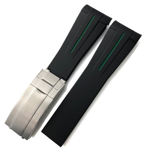 EKINS Gummi-Silikon-Armband 20 mm 21 mm für Rolex Submariner GMT Daytona Explorer grünes Uhrenarmband(Black green) von EKINS