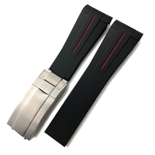 EKINS Gummi-Silikon-Armband 20 mm 21 mm für Rolex Submariner GMT Daytona Explorer grünes Uhrenarmband(Black red) von EKINS