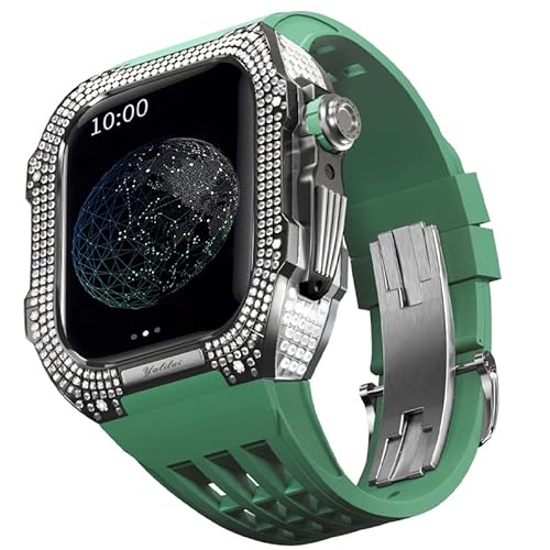 EKINS Gummi-Uhrenarmband, Titan-Lünette, für Apple Watch 7/6/5/4/SE, 44 mm, Ersatzzubehör, Titanlegierung, luxuriöses Gehäuse, Mod-Kit, 44MM, Achat von EKINS