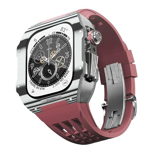 EKINS Luxuriöses Carbonfaser-Uhrengehäuse, Gummiband, Nachrüst-Set, für Apple Watch 9, 8, 7, 6, SE, 5, 4, Serie, 44/45 mm, Armband-Zubehör, 44mm, Achat von EKINS