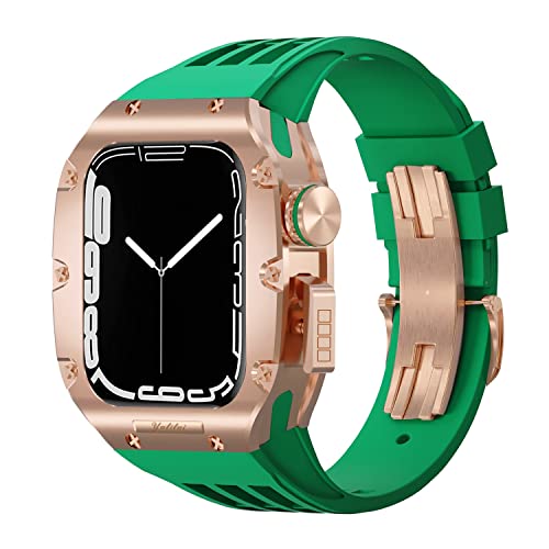 EKINS Luxuriöses Uhrengehäuse, 44 mm, 45 mm, für Apple Watch Band Serie 8, 7, 6, 5, 4, SE, Titanlegierung, Titan, Viton-Armband, für iWatch-Modifikationsset, 44mm, Achat von EKINS