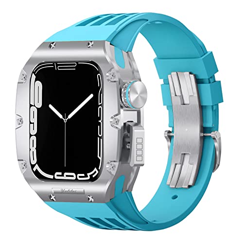 EKINS Luxuriöses Uhrengehäuse, 44 mm, 45 mm, für Apple Watch Band Serie 8, 7, 6, 5, 4, SE, Titanlegierung, Titan, Viton-Armband, für iWatch-Modifikationsset, 44mm, Achat von EKINS