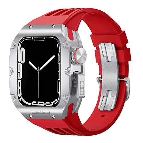 EKINS Luxuriöses Uhrengehäuse, 44 mm, 45 mm, für Apple Watch Band Serie 8, 7, 6, 5, 4, SE, Titanlegierung, Titan, Viton-Armband, für iWatch-Modifikationsset, 44mm, Achat von EKINS