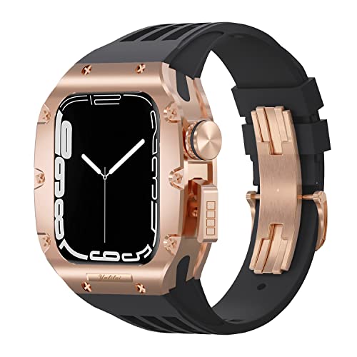 EKINS Luxuriöses Uhrengehäuse, 44 mm, 45 mm, für Apple Watch Band Serie 8, 7, 6, 5, 4, SE, Titanlegierung, Titan, Viton-Armband, für iWatch-Modifikationsset, 44mm, Achat von EKINS