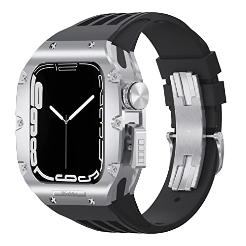 EKINS Luxuriöses Uhrengehäuse, 44 mm, 45 mm, für Apple Watch Band Serie 8, 7, 6, 5, 4, SE, Titanlegierung, Titan, Viton-Armband, für iWatch-Modifikationsset, 44mm, Achat von EKINS