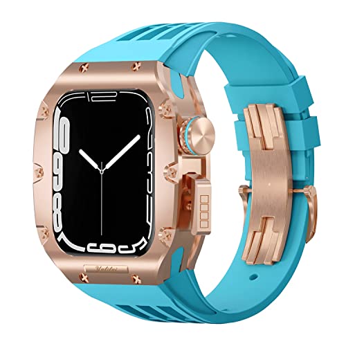 EKINS Luxuriöses Uhrengehäuse, 44 mm, 45 mm, für Apple Watch Band Serie 8, 7, 6, 5, 4, SE, Titanlegierung, Titan, Viton-Armband, für iWatch-Modifikationsset, 45 mm, Achat von EKINS