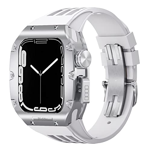 EKINS Luxuriöses Uhrengehäuse, 44 mm, 45 mm, für Apple Watch Band Serie 8, 7, 6, 5, 4, SE, Titanlegierung, Titan, Viton-Armband, für iWatch-Modifikationsset, 45 mm, Achat von EKINS