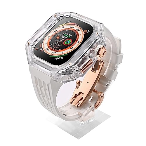 EKINS Luxus-Armband-Modifikationsset, für Apple Watch Ultra 8, 49 mm, transparentes Gehäuse, Gummi-Uhrenarmband, für iWatch-Serie 49 mm, Sport-Mod-Kit-Zubehör, 49 mm, Achat von EKINS