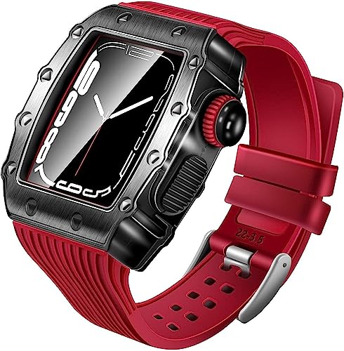 EKINS Silikon-Übungsband für Apple Watch 8/7/6/5/4/SE, 45 mm, 44 mm, 41 mm, 40 mm, Metallrahmen, Sport-Silikon-Armband, Zubehör, 44MM, Achat von EKINS