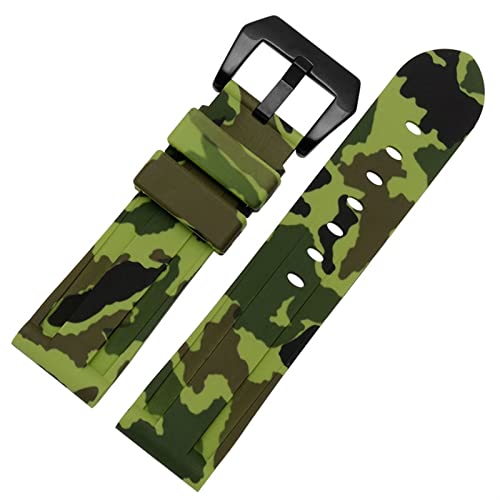 EKINS Silikon Uhrband für PAM111 386 441 Serie Armband Gurte 20mm 22 mm 24 mm 26 mm wasserdichtes Sport -Tarnarmband(Camo green black,22mm) von EKINS