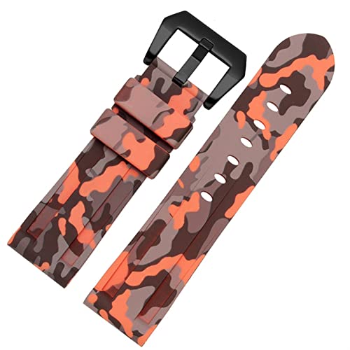 EKINS Silikon Uhrband für PAM111 386 441 Serie Armband Gurte 20mm 22 mm 24 mm 26 mm wasserdichtes Sport -Tarnarmband(Camo orange black,20mm) von EKINS