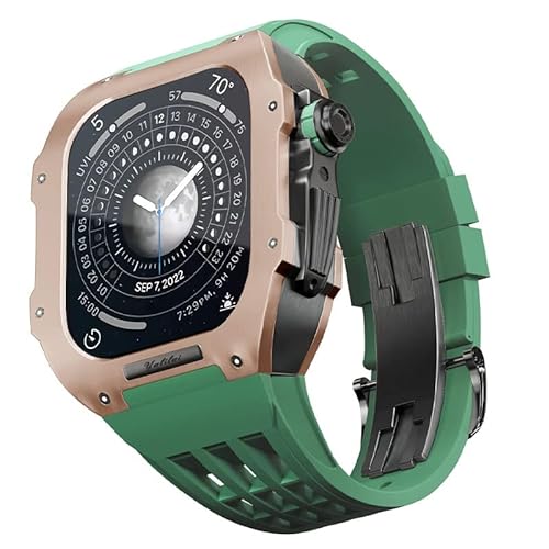 EKINS Titan-Uhrengehäuse, Fluorkautschuk, luxuriöses Uhrenarmband, für Apple Watch 6/5/4/SE/44 mm, Retrofit-Armband, Upgrade, Ersatz-Uhrenarmband und Gehäuseset Zubehör, 44MM, Achat von EKINS